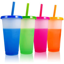 Color Changing Cups Tumblers Bulk 16oz 24oz Reusable Plastic Cold Tumbler Cup Set  plastic Tumblers for Adults Kids